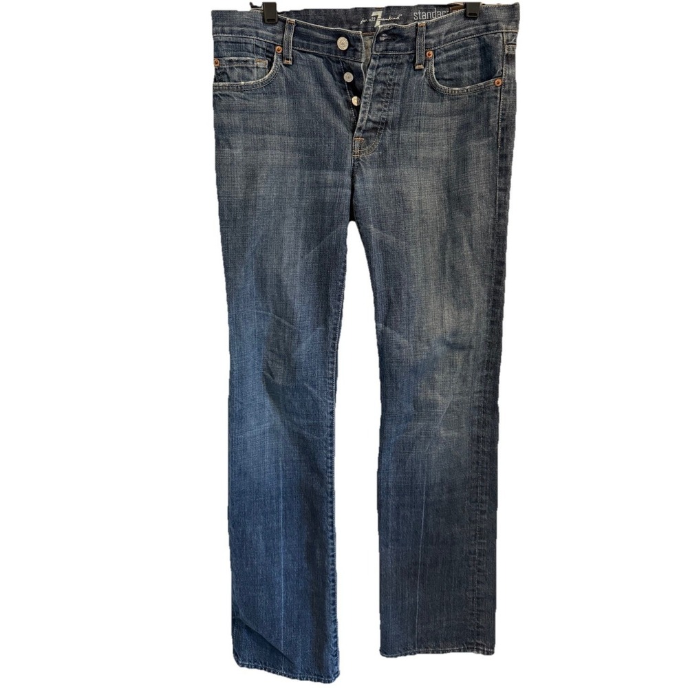 7 For All Of Man Kind Standard Jeans Mens 31 Blue Dark Wash Button Fly USA